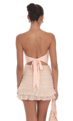Sequin Ruched Bodycon Dress in Peachy Pink